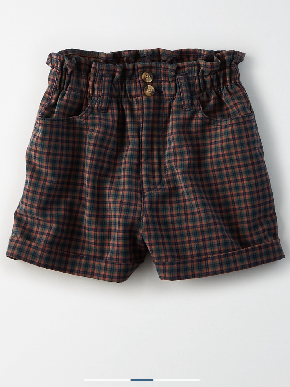 American Eagle Outfitters Plaid High-Waist Mom Shorts